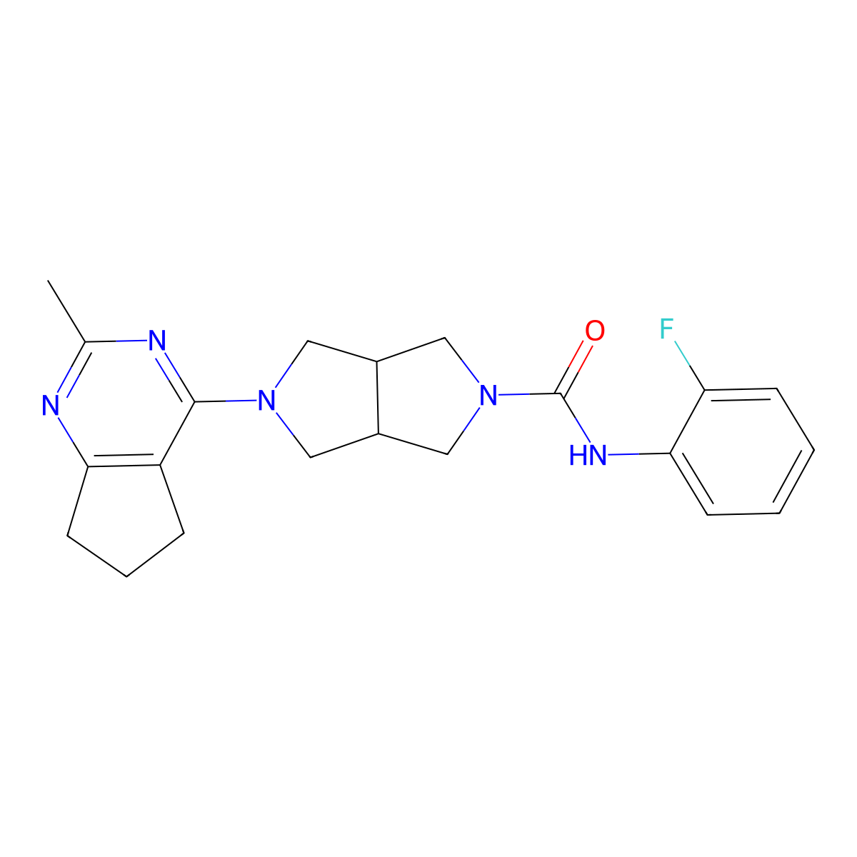 N-(2-fluorophenyl)-5-{2-methyl-5H,6H,7H-cyclopenta[d]pyrimidin-4-yl}-octahydropyrrolo[3,4-c]pyrrole-2-carboxamide molecular structure, CAS 2742044-59-1