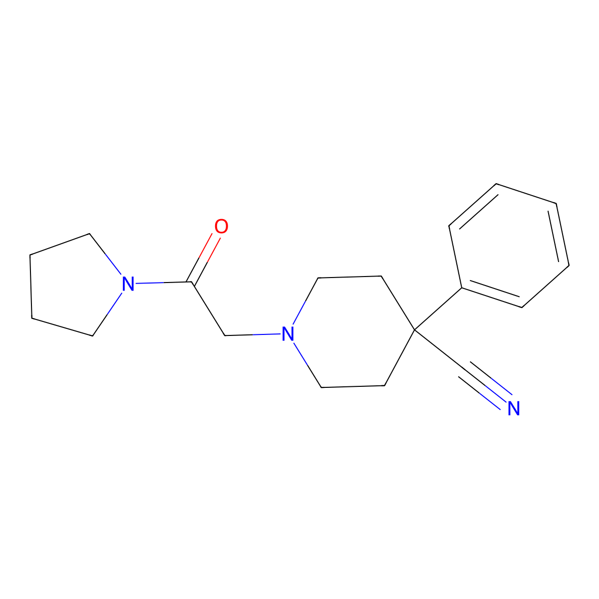 1-[2-Oxo-2-(pyrrolidin-1-yl)ethyl]-4-phenylpiperidine-4-carbonitrile molecular structure, CAS 2742044-60-4