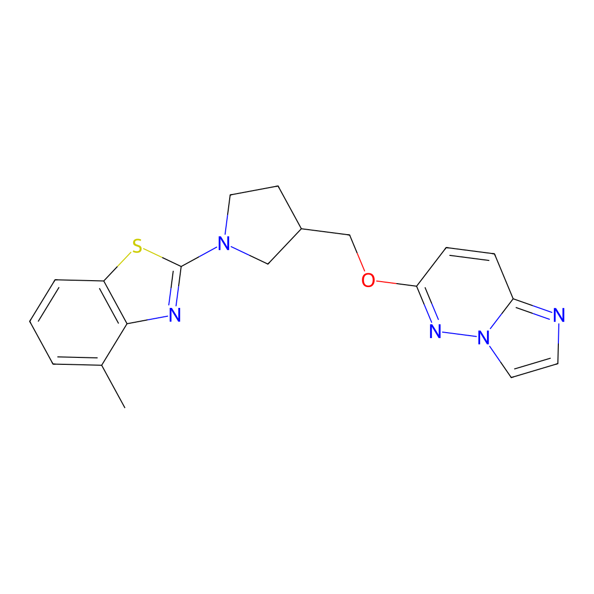 2-[3-({Imidazo[1,2-b]pyridazin-6-yloxy}methyl)pyrrolidin-1-yl]-4-methyl-1,3-benzothiazole molecular structure, CAS 2742044-61-5