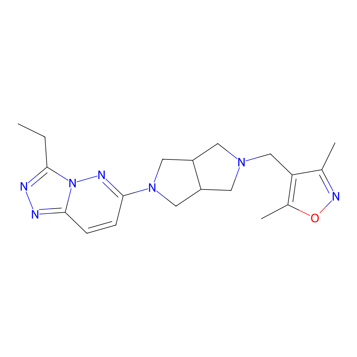 4-[(5-{3-Ethyl-[1,2,4]triazolo[4,3-b]pyridazin-6-yl}-octahydropyrrolo[3,4-c]pyrrol-2-yl)methyl]-3,5-dimethyl-1,2-oxazole molecular structure, CAS 2742044-64-8