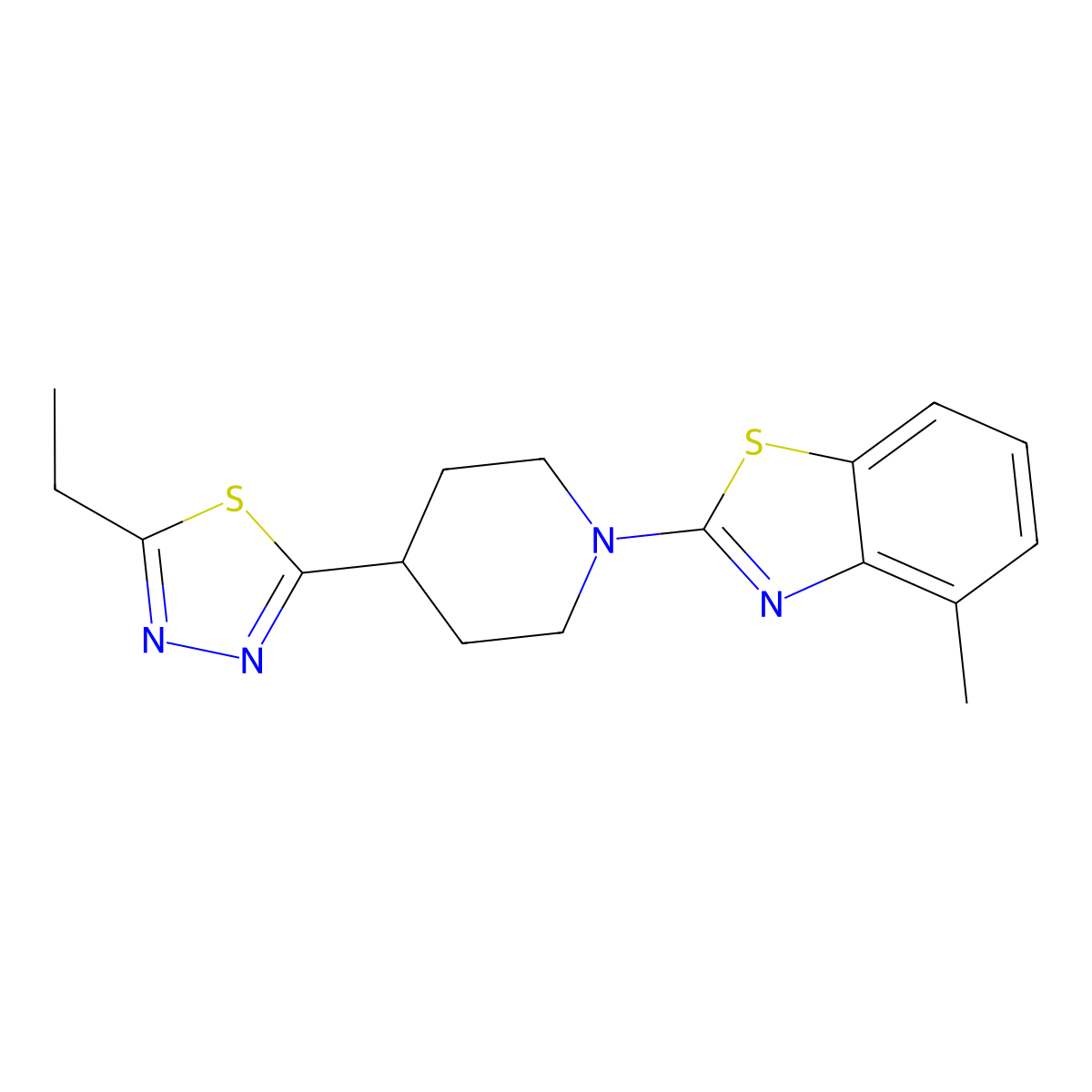 2-[4-(5-Ethyl-1,3,4-thiadiazol-2-yl)piperidin-1-yl]-4-methyl-1,3-benzothiazole molecular structure, CAS 2742044-75-1
