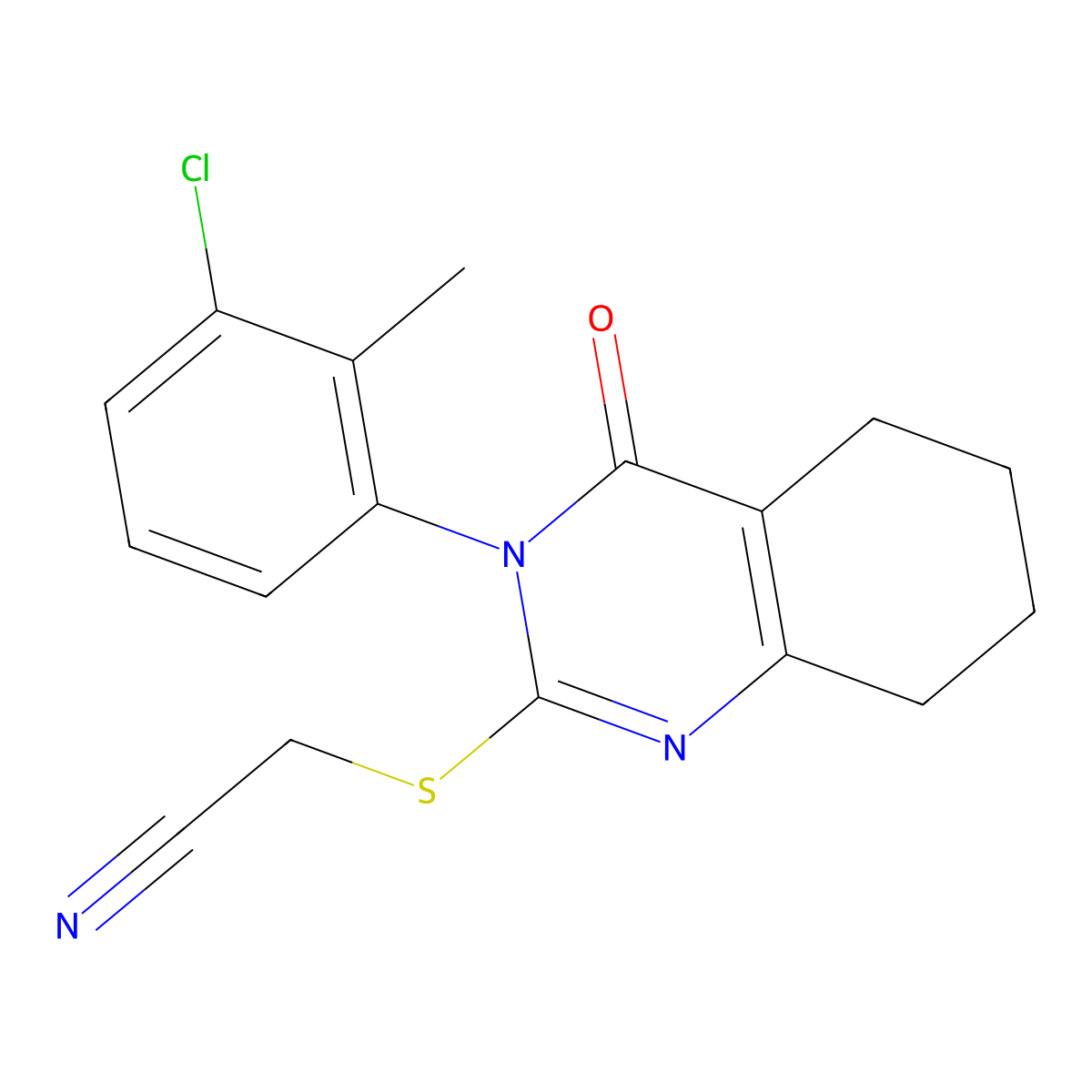 2-{[3-(3-Chloro-2-methylphenyl)-4-oxo-3,4,5,6,7,8-hexahydroquinazolin-2-yl]sulfanyl}acetonitrile molecular structure, CAS 2742044-76-2