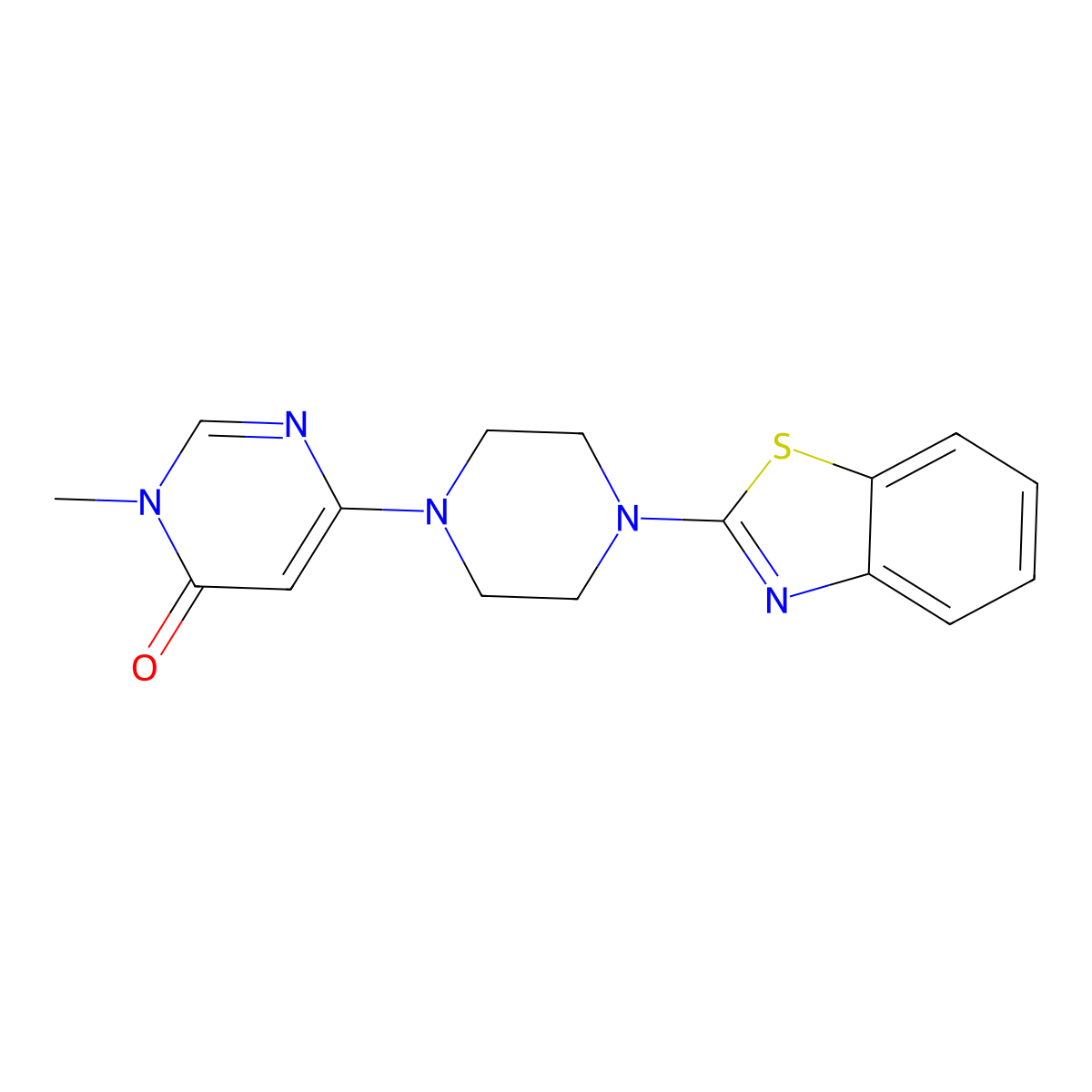 6-[4-(1,3-Benzothiazol-2-yl)piperazin-1-yl]-3-methyl-3,4-dihydropyrimidin-4-one molecular structure, CAS 2742044-77-3