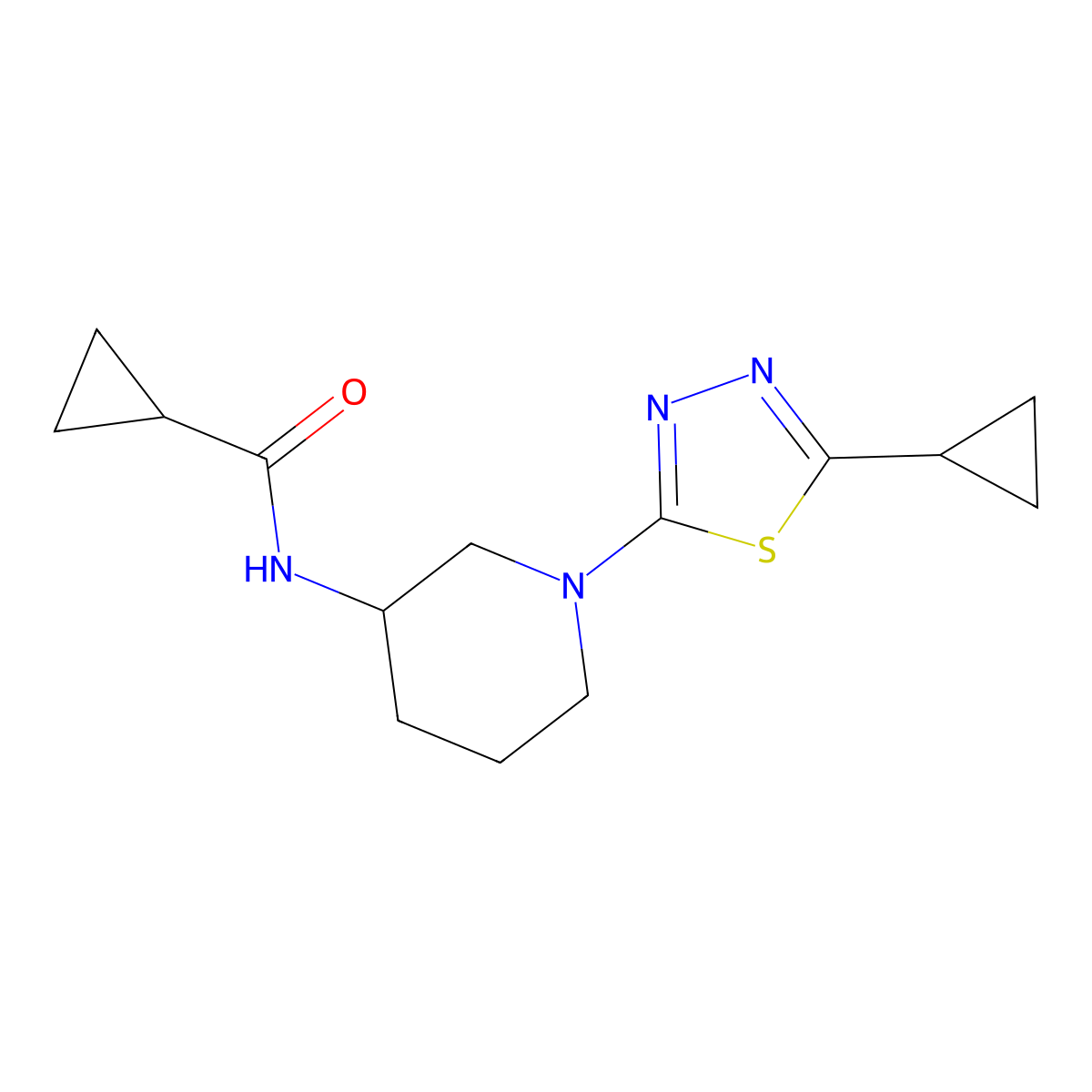 N-[1-(5-cyclopropyl-1,3,4-thiadiazol-2-yl)piperidin-3-yl]cyclopropanecarboxamide molecular structure, CAS 2742044-79-5