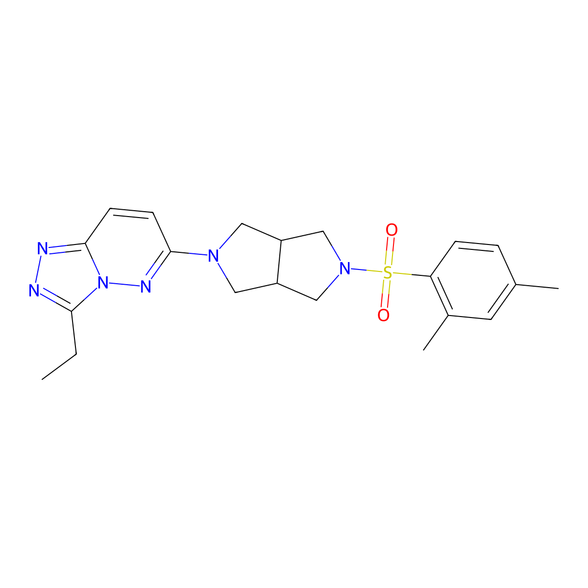 6-[5-(2,4-Dimethylbenzenesulfonyl)-octahydropyrrolo[3,4-c]pyrrol-2-yl]-3-ethyl-[1,2,4]triazolo[4,3-b]pyridazine molecular structure, CAS 2742044-81-9