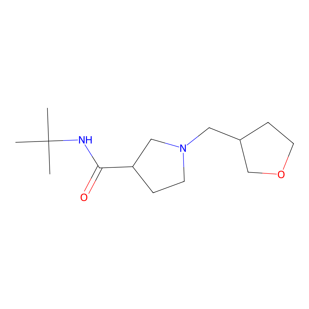 N-tert-butyl-1-[(oxolan-3-yl)methyl]pyrrolidine-3-carboxamide molecular structure, CAS 2742044-85-3