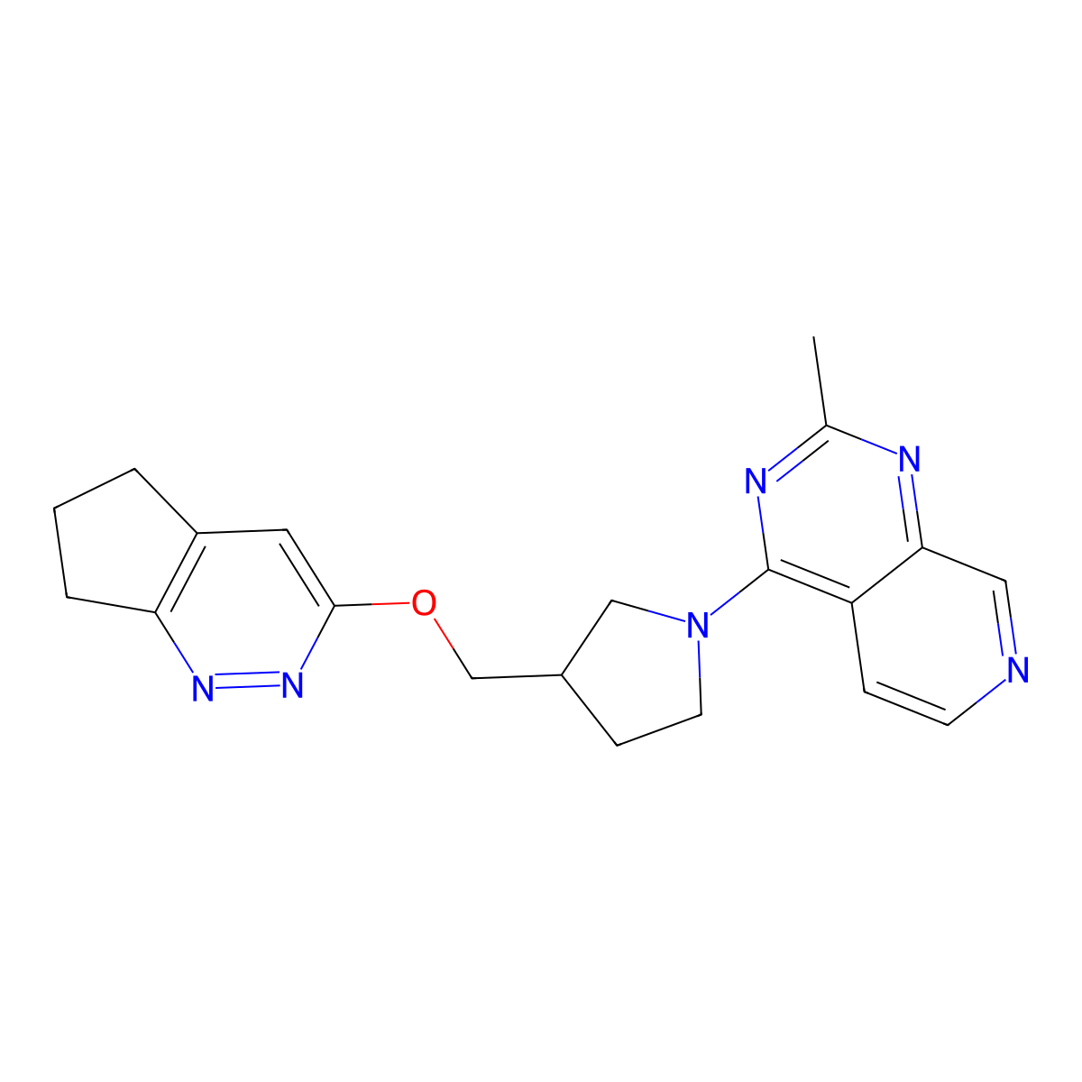 3-({5H,6H,7H-cyclopenta[c]pyridazin-3-yloxy}methyl)-1-{2-methylpyrido[3,4-d]pyrimidin-4-yl}pyrrolidine molecular structure, CAS 2742044-86-4