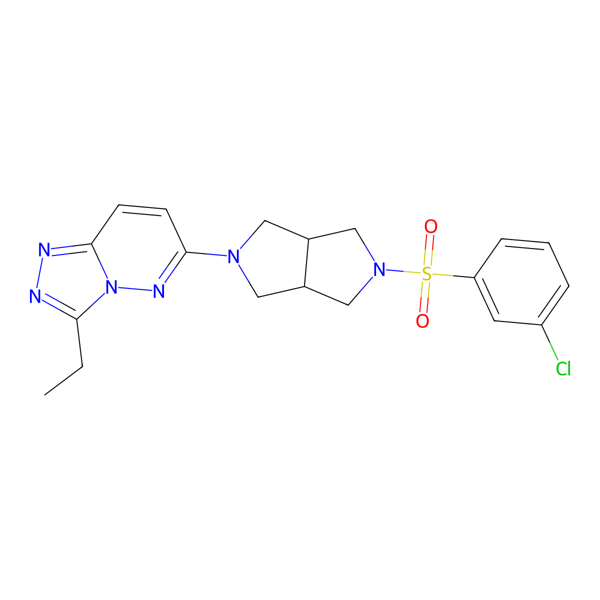 6-[5-(3-Chlorobenzenesulfonyl)-octahydropyrrolo[3,4-c]pyrrol-2-yl]-3-ethyl-[1,2,4]triazolo[4,3-b]pyridazine molecular structure, CAS 2742044-89-7