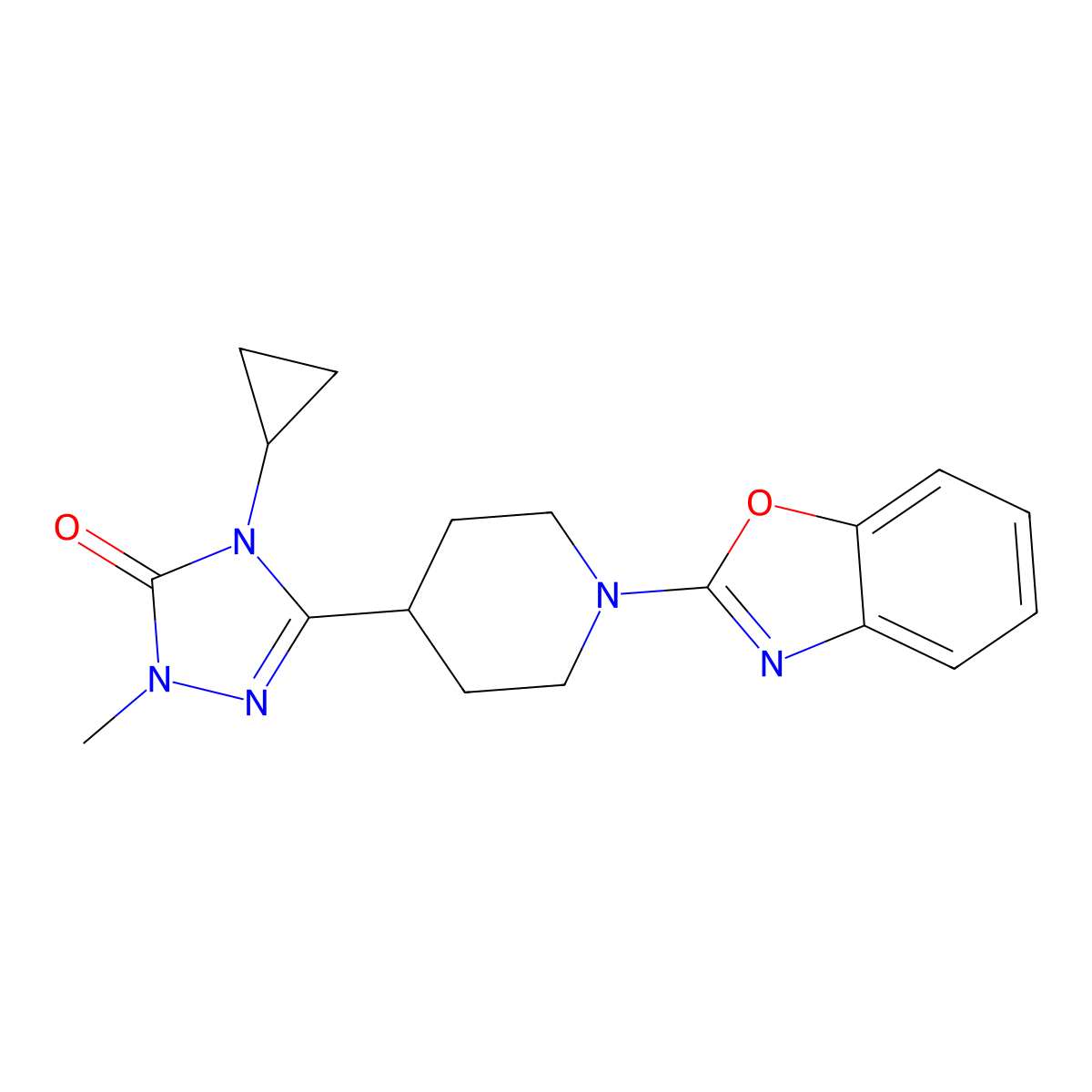 3-[1-(1,3-benzoxazol-2-yl)piperidin-4-yl]-4-cyclopropyl-1-methyl-4,5-dihydro-1H-1,2,4-triazol-5-one molecular structure, CAS 2742044-95-5