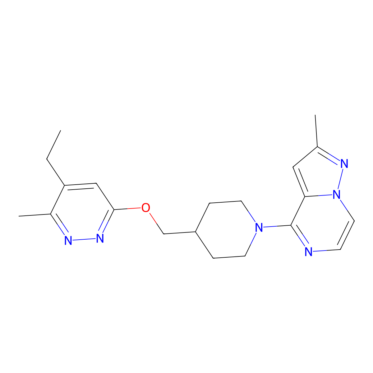 4-Ethyl-3-methyl-6-[(1-{2-methylpyrazolo[1,5-a]pyrazin-4-yl}piperidin-4-yl)methoxy]pyridazine molecular structure, CAS 2742044-97-7