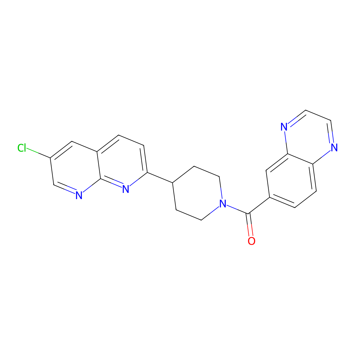 6-Chloro-2-[1-(quinoxaline-6-carbonyl)piperidin-4-yl]-1,8-naphthyridine molecular structure, CAS 2742044-98-8