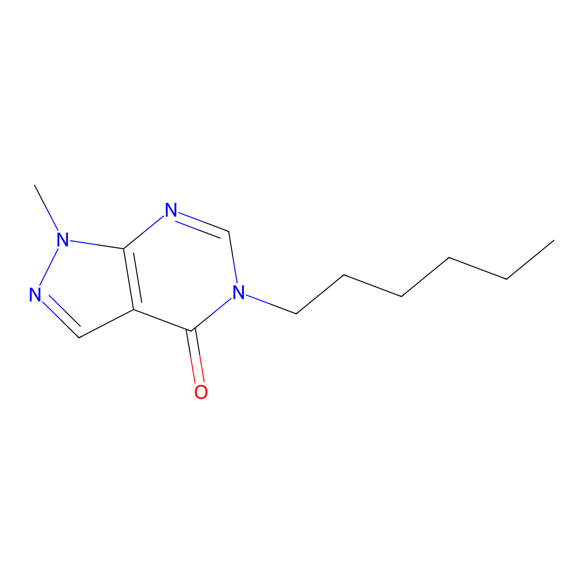 5-hexyl-1-methyl-1H,4H,5H-pyrazolo[3,4-d]pyrimidin-4-one molecular structure, CAS 2742045-05-0