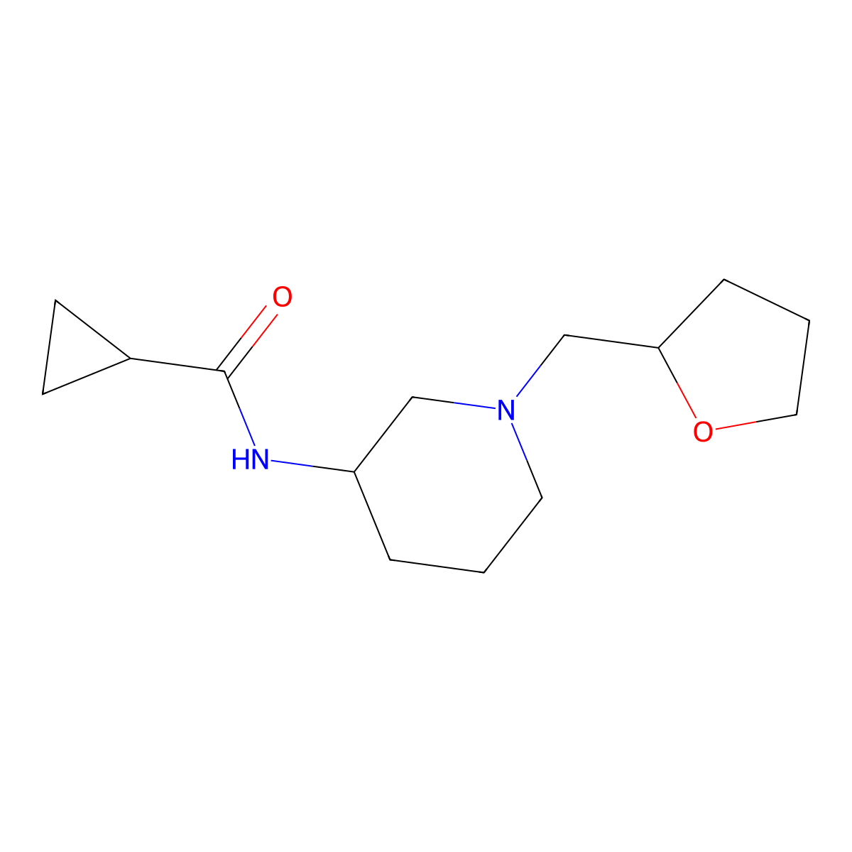 N-{1-[(oxolan-2-yl)methyl]piperidin-3-yl}cyclopropanecarboxamide molecular structure, CAS 2742045-06-1