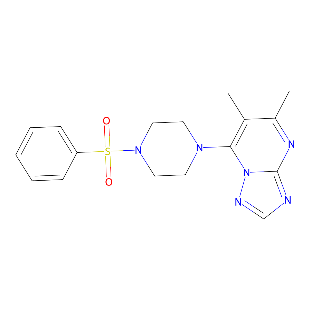1-(Benzenesulfonyl)-4-{5,6-dimethyl-[1,2,4]triazolo[1,5-a]pyrimidin-7-yl}piperazine molecular structure, CAS 2742045-07-2