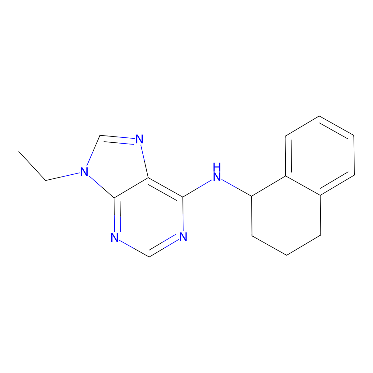 9-ethyl-N-(1,2,3,4-tetrahydronaphthalen-1-yl)-9H-purin-6-amine molecular structure, CAS 2742045-08-3