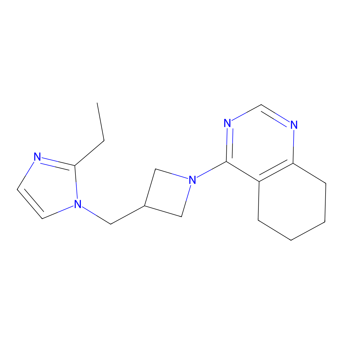 4-{3-[(2-ethyl-1H-imidazol-1-yl)methyl]azetidin-1-yl}-5,6,7,8-tetrahydroquinazoline molecular structure, CAS 2742045-10-7