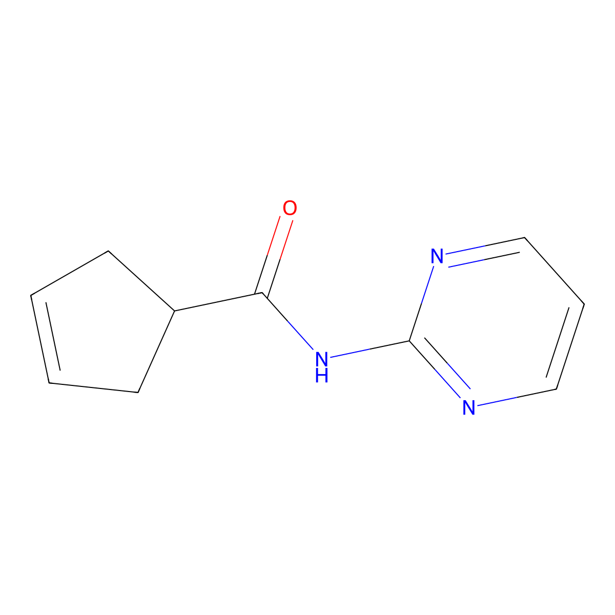 N-(pyrimidin-2-yl)cyclopent-3-ene-1-carboxamide molecular structure, CAS 2742045-11-8