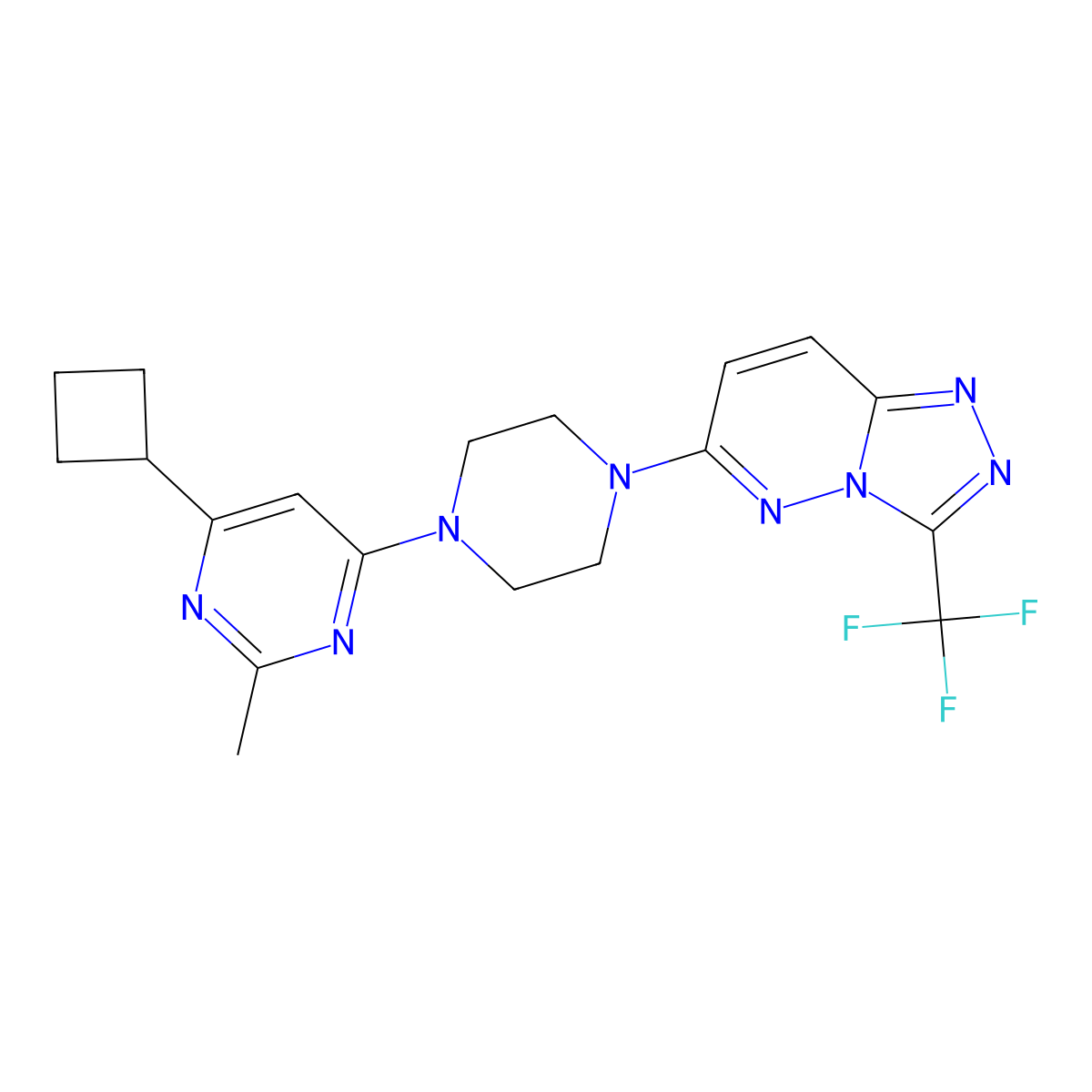 4-Cyclobutyl-2-methyl-6-{4-[3-(trifluoromethyl)-[1,2,4]triazolo[4,3-b]pyridazin-6-yl]piperazin-1-yl}pyrimidine molecular structure, CAS 2742045-12-9