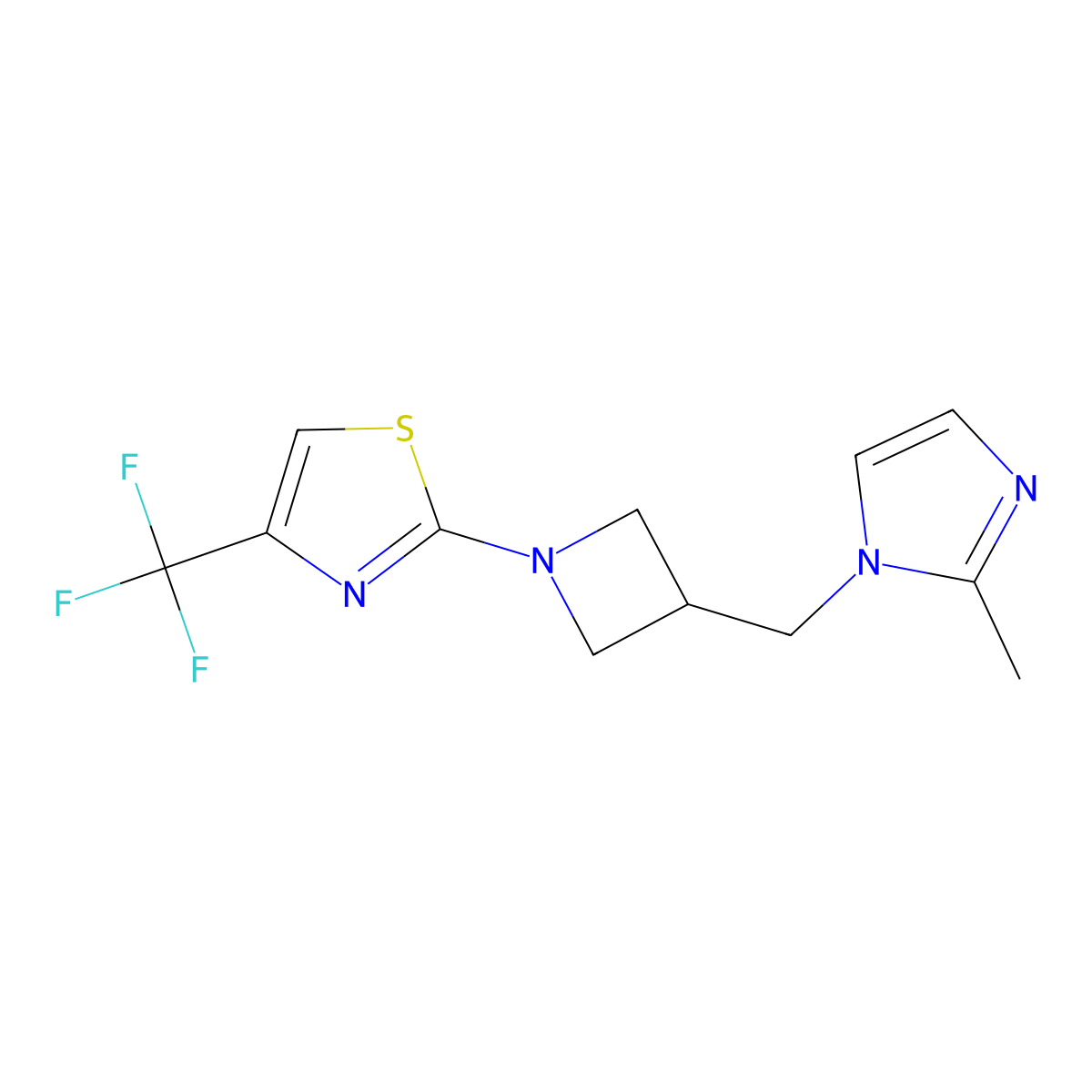 2-{3-[(2-methyl-1H-imidazol-1-yl)methyl]azetidin-1-yl}-4-(trifluoromethyl)-1,3-thiazole molecular structure, CAS 2742045-18-5