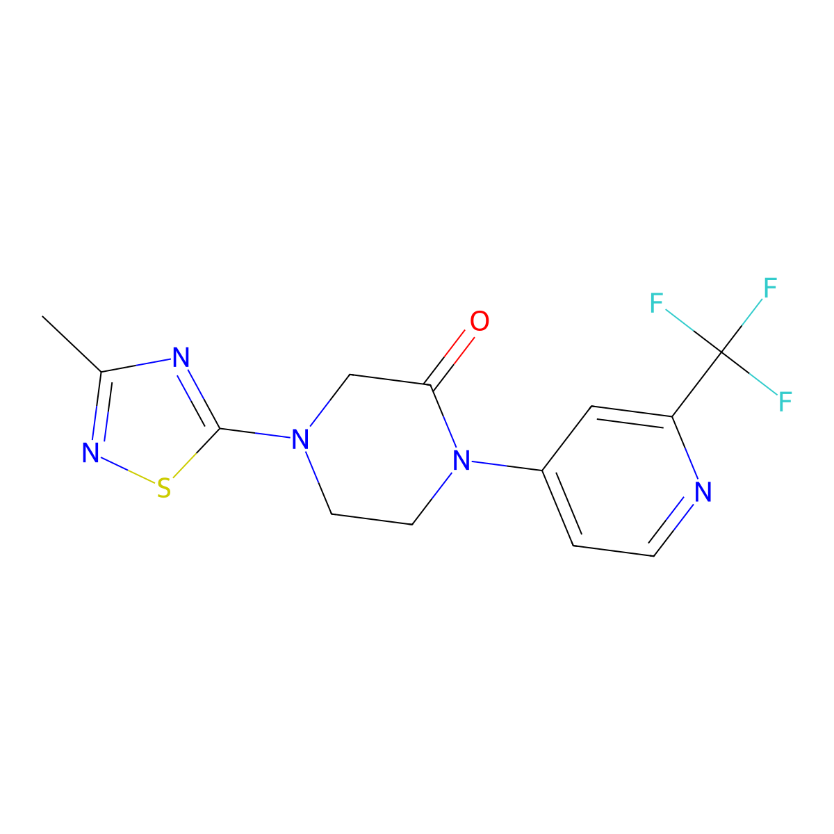4-(3-Methyl-1,2,4-thiadiazol-5-yl)-1-[2-(trifluoromethyl)pyridin-4-yl]piperazin-2-one molecular structure, CAS 2742045-20-9