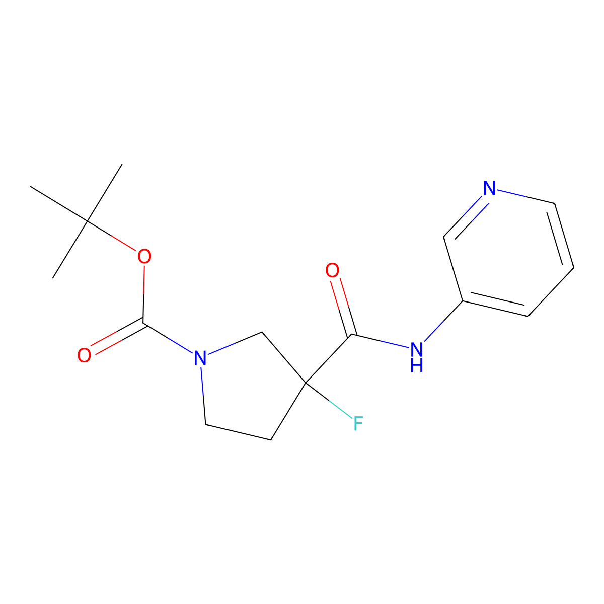 Tert-butyl 3-fluoro-3-[(pyridin-3-yl)carbamoyl]pyrrolidine-1-carboxylate molecular structure, CAS 2742045-27-6