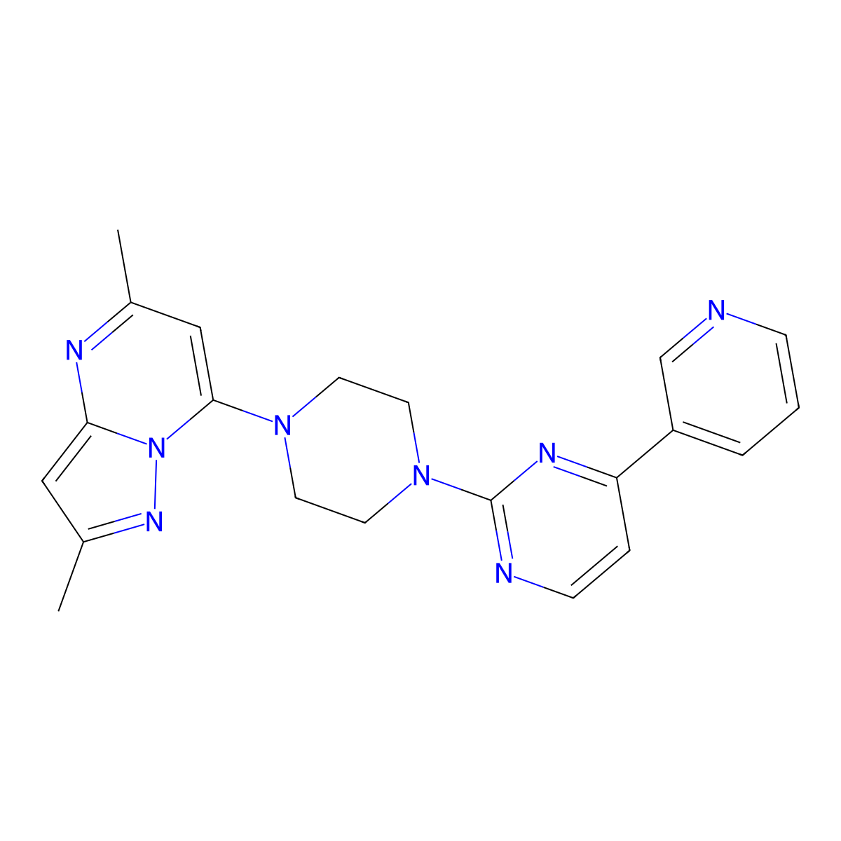 2-(4-{2,5-Dimethylpyrazolo[1,5-a]pyrimidin-7-yl}piperazin-1-yl)-4-(pyridin-3-yl)pyrimidine molecular structure, CAS 2742045-28-7