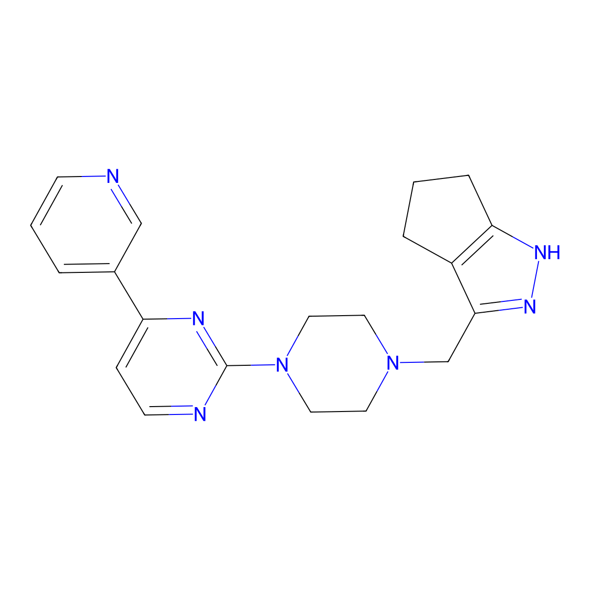 2-[4-({1H,4H,5H,6H-cyclopenta[c]pyrazol-3-yl}methyl)piperazin-1-yl]-4-(pyridin-3-yl)pyrimidine molecular structure, CAS 2742045-29-8