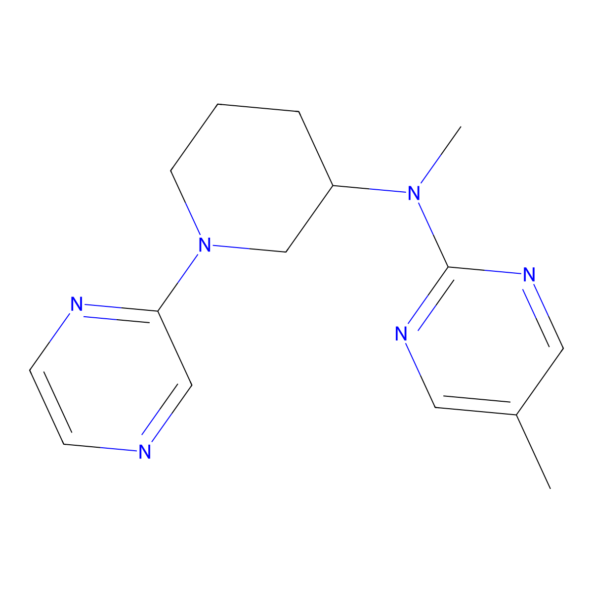 N,5-dimethyl-N-[1-(pyrazin-2-yl)piperidin-3-yl]pyrimidin-2-amine molecular structure, CAS 2742045-34-5