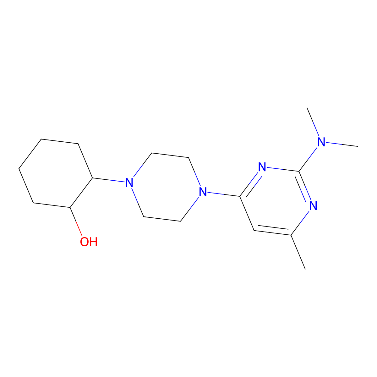 2-{4-[2-(Dimethylamino)-6-methylpyrimidin-4-yl]piperazin-1-yl}cyclohexan-1-ol molecular structure, CAS 2742045-35-6