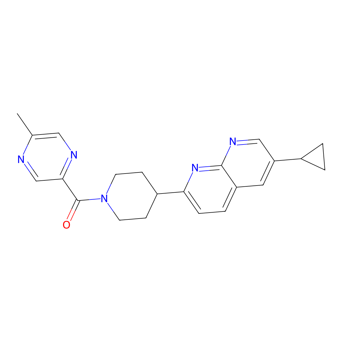 6-Cyclopropyl-2-[1-(5-methylpyrazine-2-carbonyl)piperidin-4-yl]-1,8-naphthyridine molecular structure, CAS 2742045-36-7