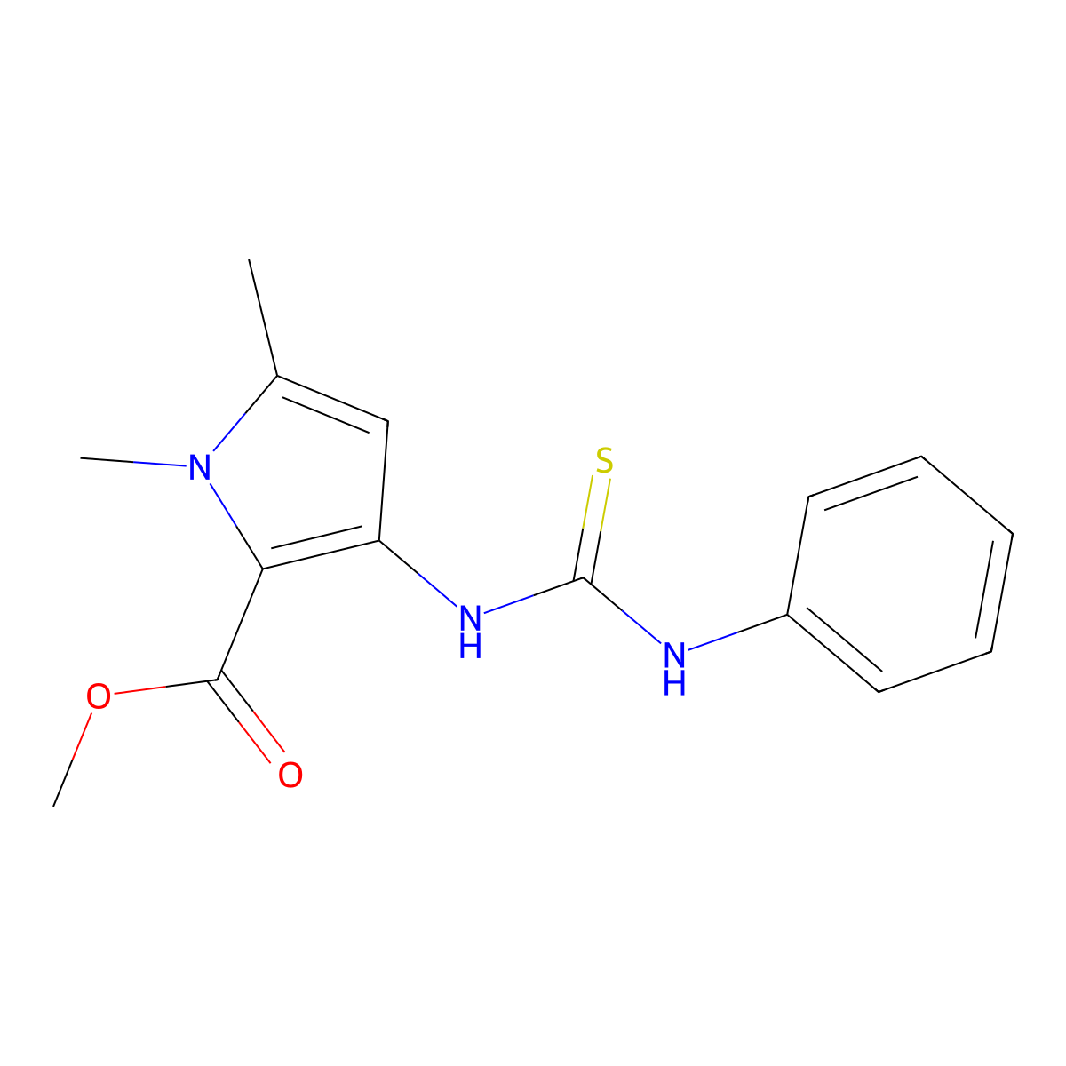 methyl 1,5-dimethyl-3-[(phenylcarbamothioyl)amino]-1H-pyrrole-2-carboxylate molecular structure, CAS 2742045-39-0