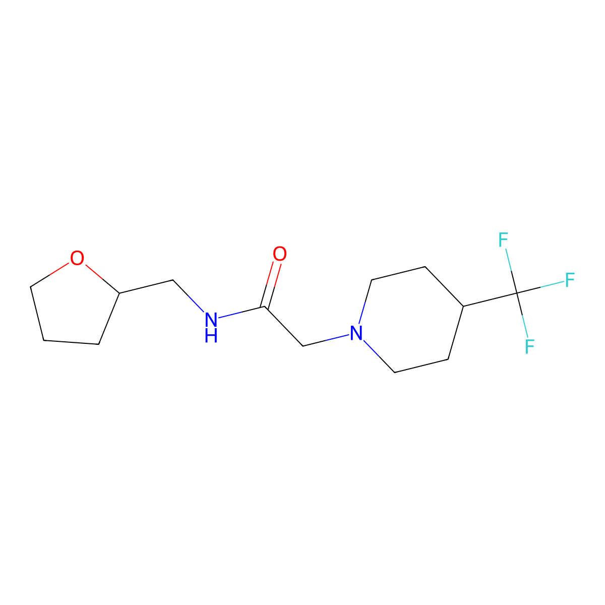 N-[(oxolan-2-yl)methyl]-2-[4-(trifluoromethyl)piperidin-1-yl]acetamide molecular structure, CAS 2742045-41-4