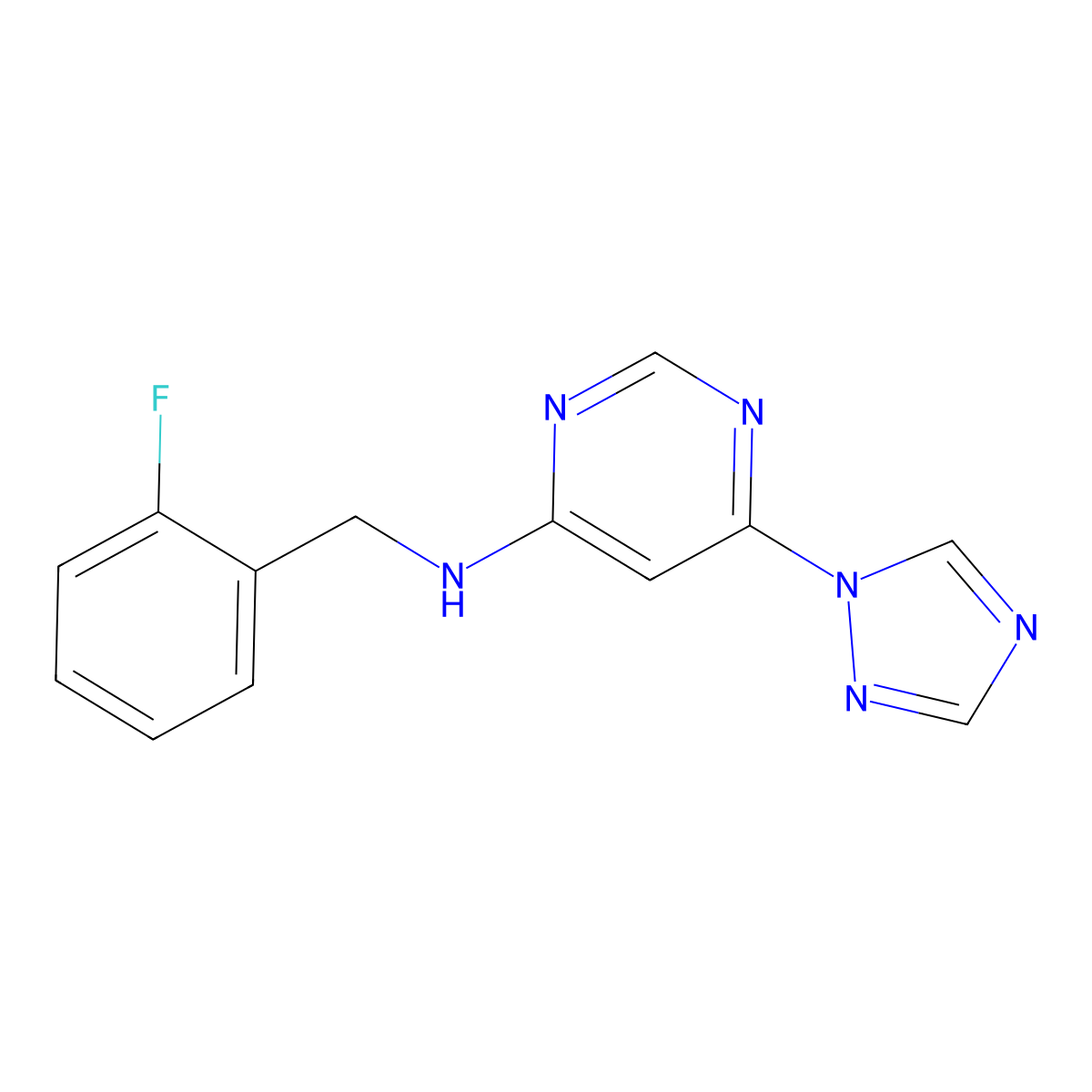 N-[(2-fluorophenyl)methyl]-6-(1H-1,2,4-triazol-1-yl)pyrimidin-4-amine molecular structure, CAS 2742045-42-5