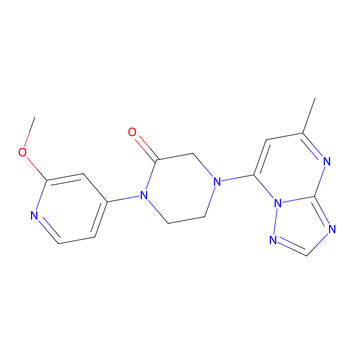 1-(2-Methoxypyridin-4-yl)-4-{5-methyl-[1,2,4]triazolo[1,5-a]pyrimidin-7-yl}piperazin-2-one molecular structure, CAS 2742045-43-6