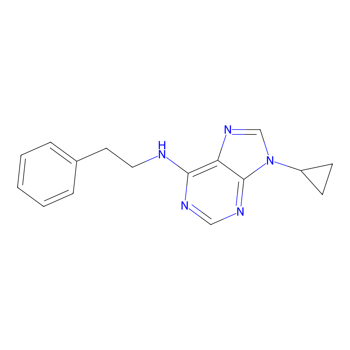 9-cyclopropyl-N-(2-phenylethyl)-9H-purin-6-amine molecular structure, CAS 2742045-45-8