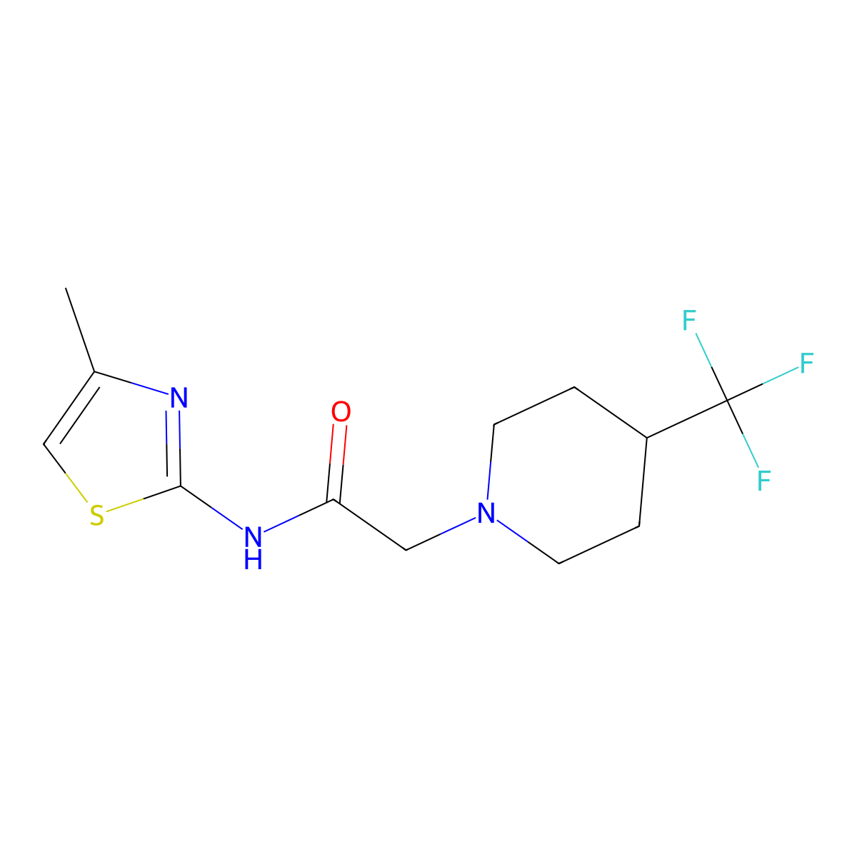N-(4-methyl-1,3-thiazol-2-yl)-2-[4-(trifluoromethyl)piperidin-1-yl]acetamide molecular structure, CAS 2742045-46-9