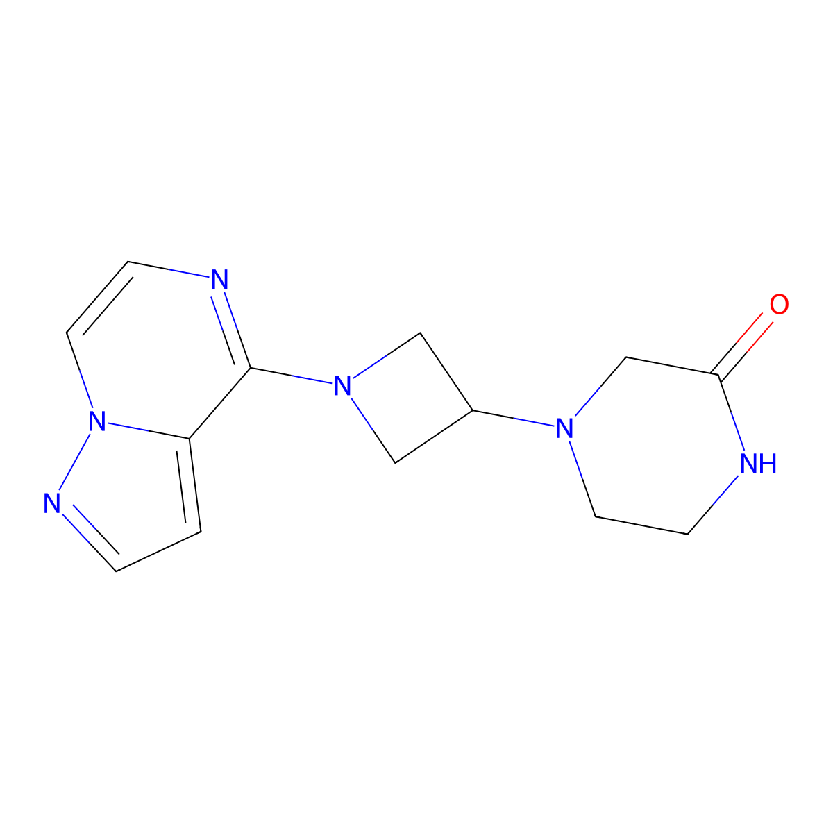 4-(1-{Pyrazolo[1,5-a]pyrazin-4-yl}azetidin-3-yl)piperazin-2-one molecular structure, CAS 2742045-47-0
