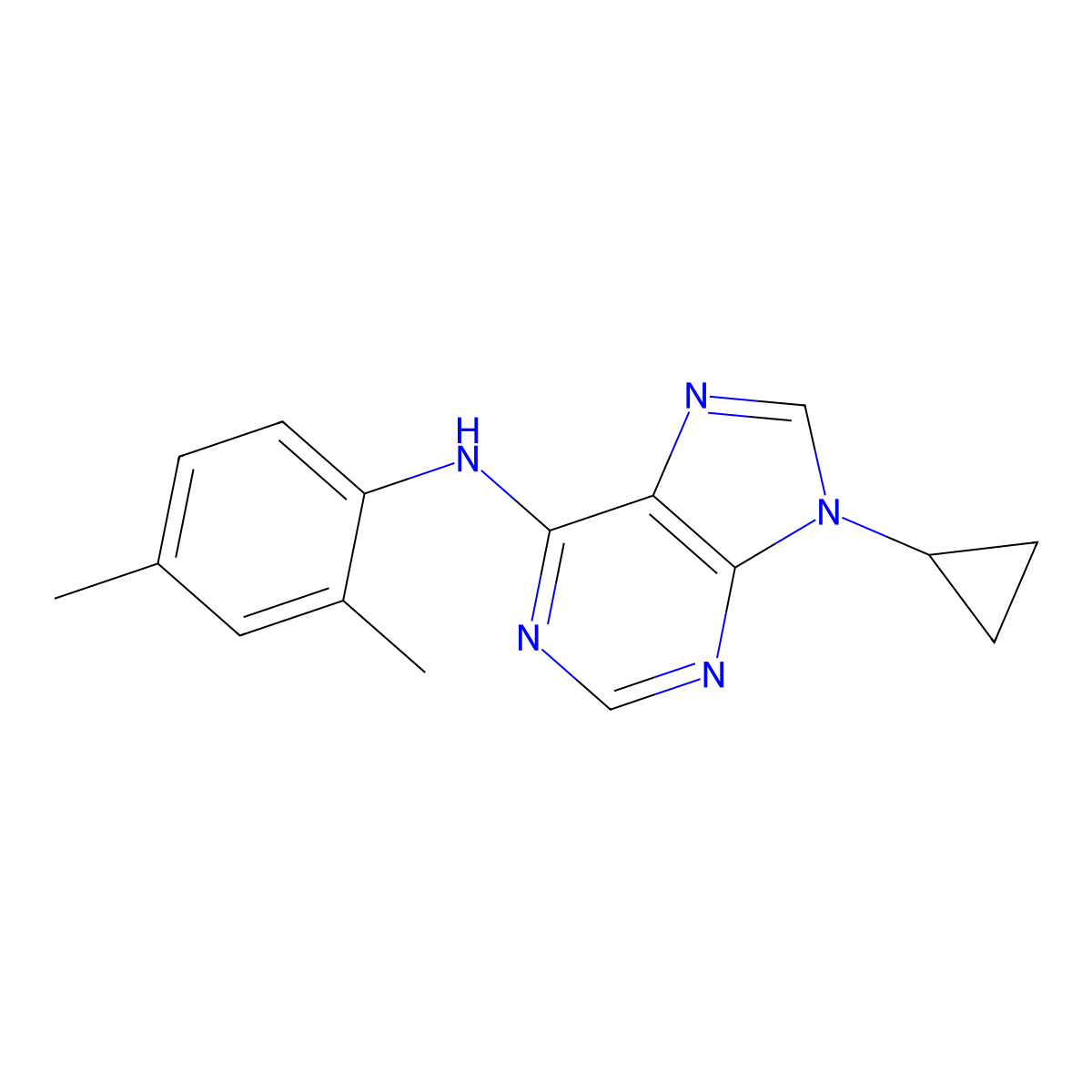 9-cyclopropyl-N-(2,4-dimethylphenyl)-9H-purin-6-amine molecular structure, CAS 2742045-49-2