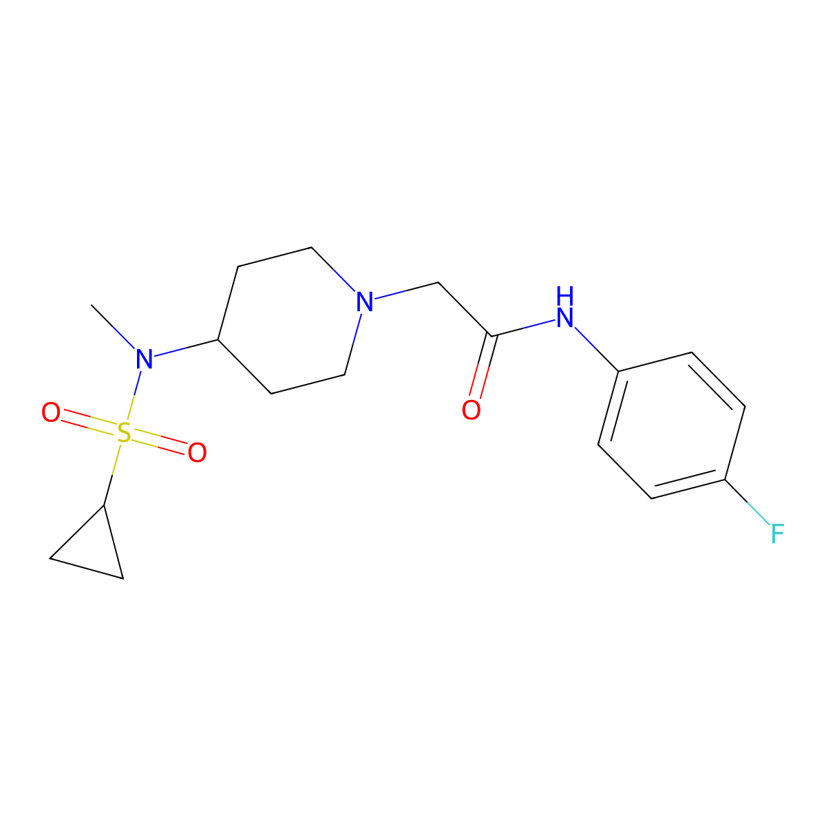 N-(4-fluorophenyl)-2-[4-(N-methylcyclopropanesulfonamido)piperidin-1-yl]acetamide molecular structure, CAS 2742045-53-8