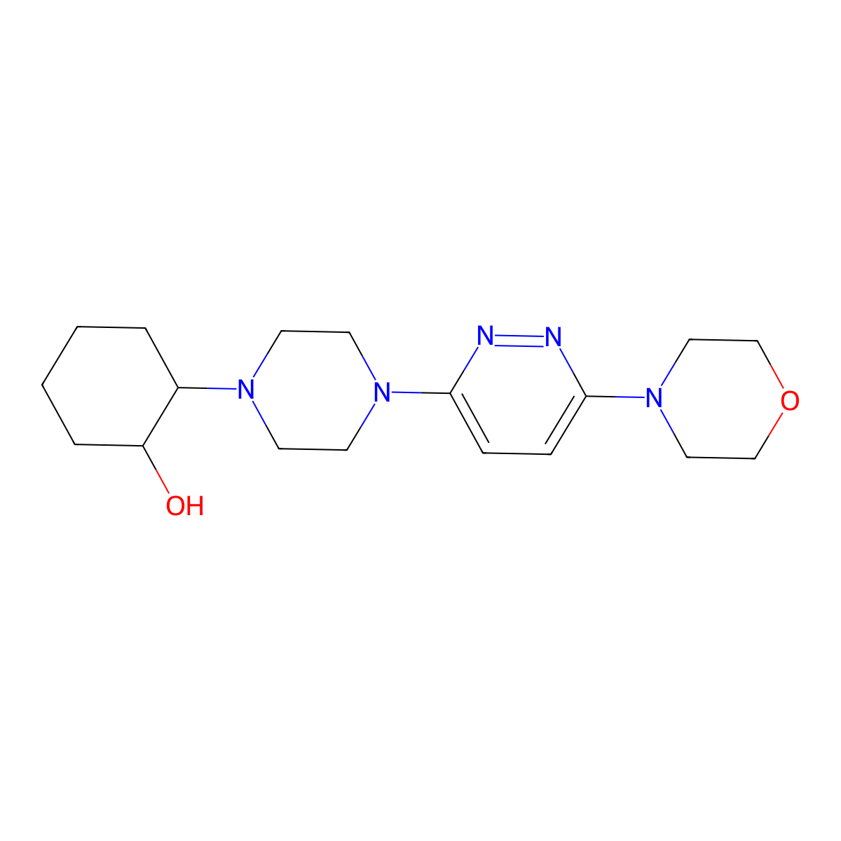 2-{4-[6-(Morpholin-4-yl)pyridazin-3-yl]piperazin-1-yl}cyclohexan-1-ol molecular structure, CAS 2742045-54-9