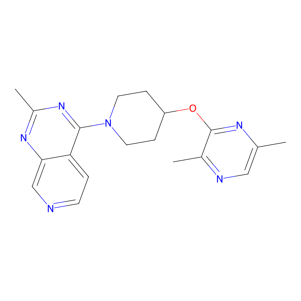 2,5-Dimethyl-3-[(1-{2-methylpyrido[3,4-d]pyrimidin-4-yl}piperidin-4-yl)oxy]pyrazine molecular structure, CAS 2742045-55-0