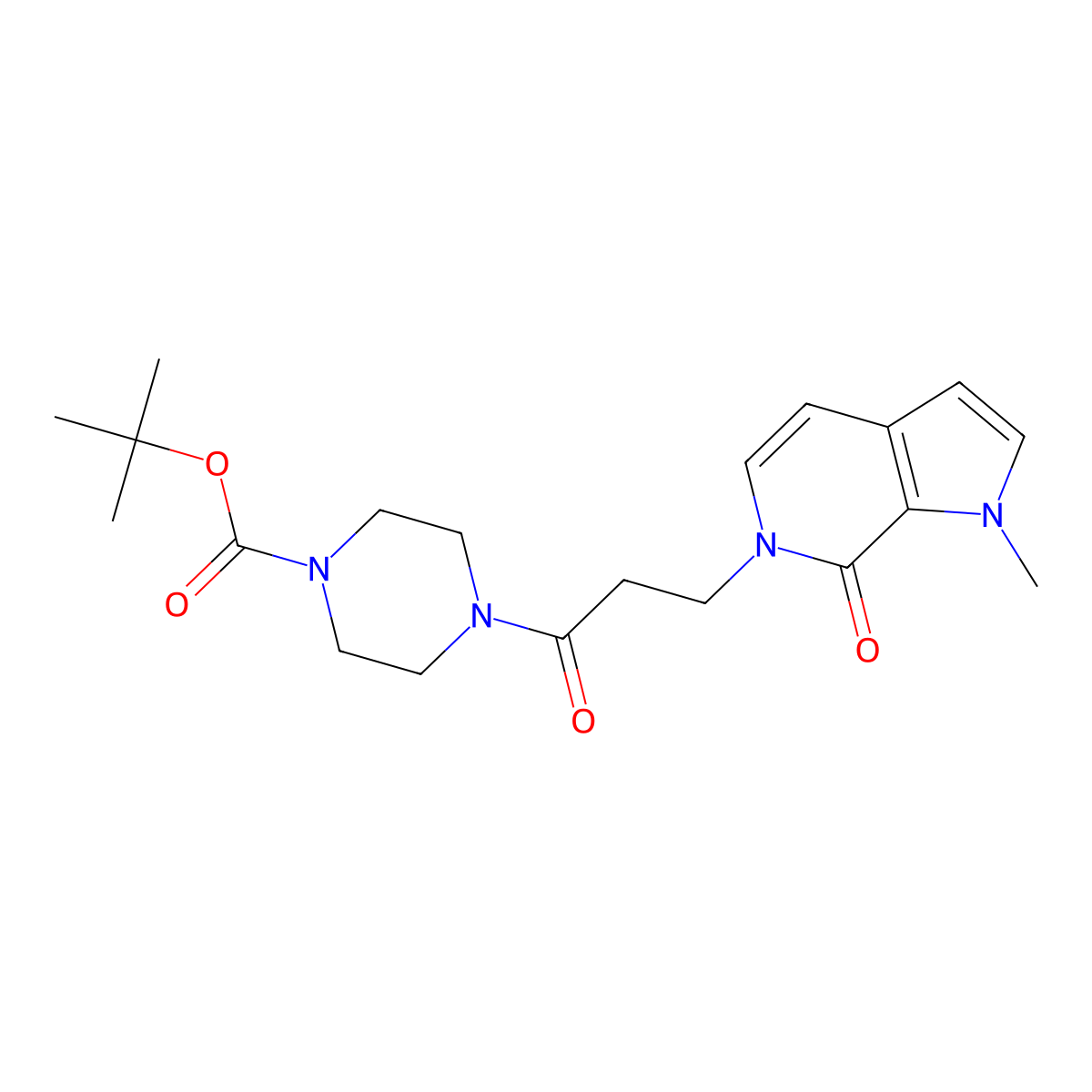 tert-butyl 4-(3-{1-methyl-7-oxo-1H,6H,7H-pyrrolo[2,3-c]pyridin-6-yl}propanoyl)piperazine-1-carboxylate molecular structure, CAS 2742045-59-4