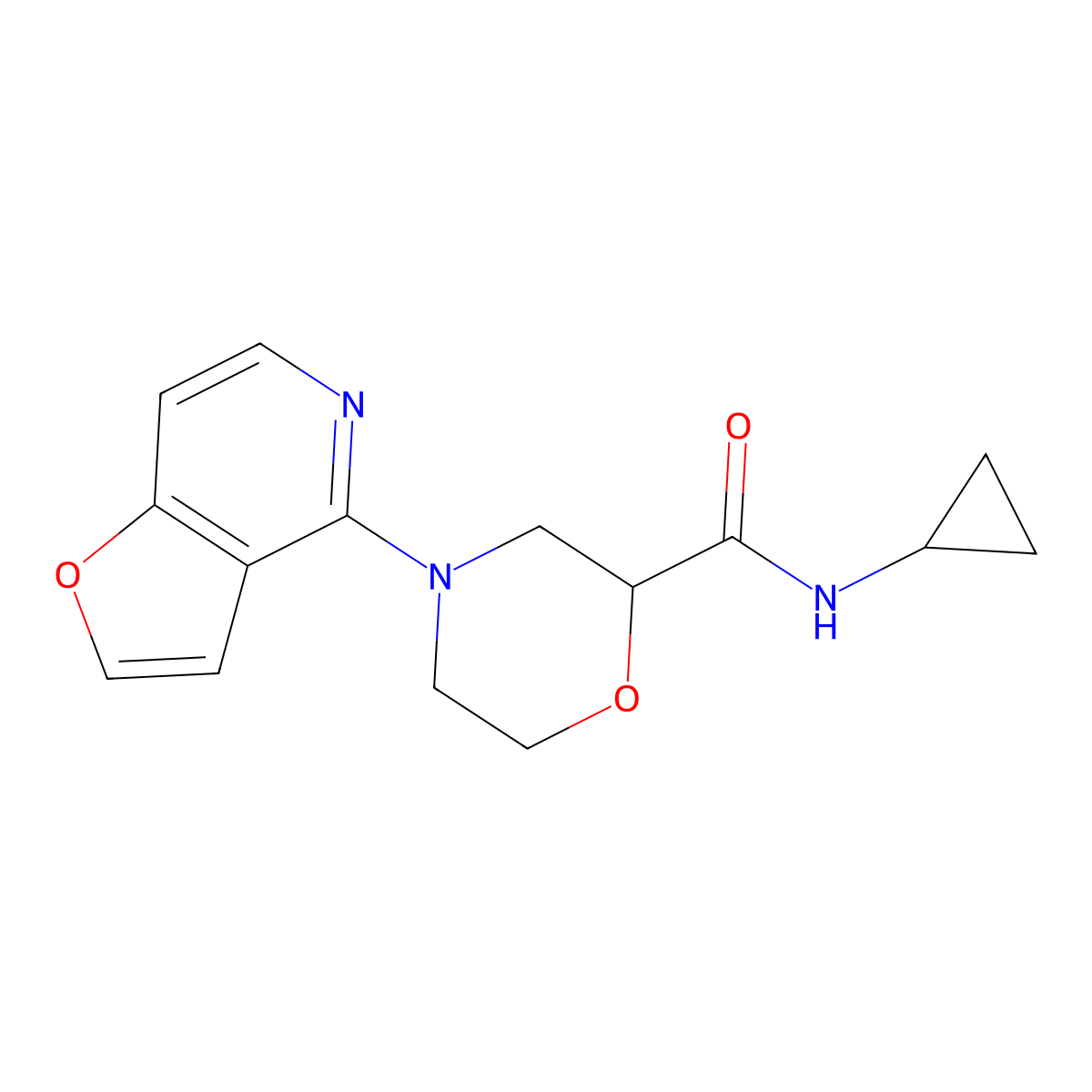 N-cyclopropyl-4-{furo[3,2-c]pyridin-4-yl}morpholine-2-carboxamide molecular structure, CAS 2742045-61-8