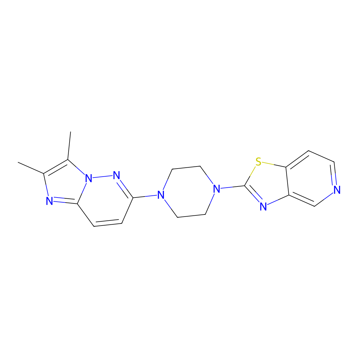1-{2,3-Dimethylimidazo[1,2-b]pyridazin-6-yl}-4-{[1,3]thiazolo[4,5-c]pyridin-2-yl}piperazine molecular structure, CAS 2742045-73-2