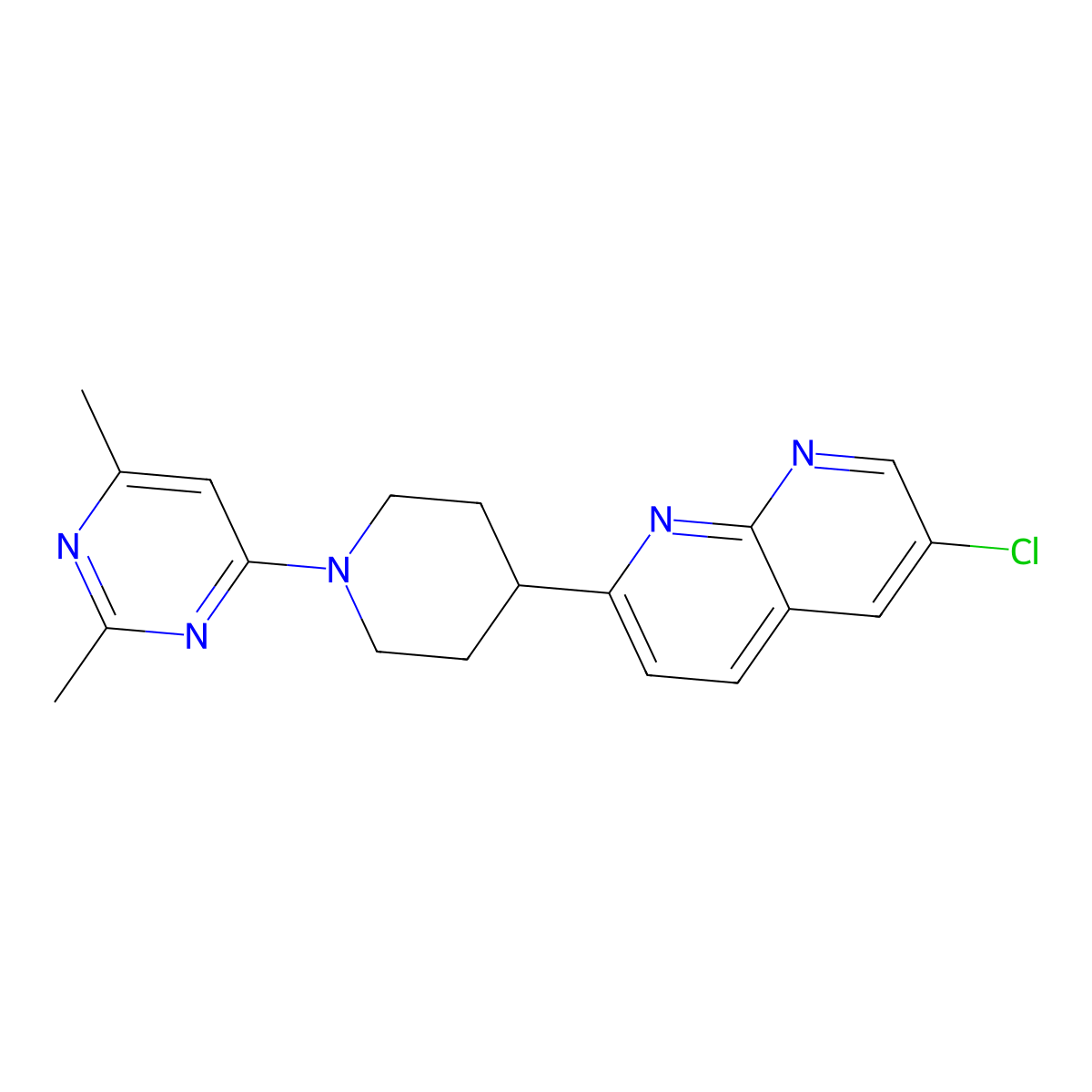 6-Chloro-2-[1-(2,6-dimethylpyrimidin-4-yl)piperidin-4-yl]-1,8-naphthyridine molecular structure, CAS 2742045-78-7