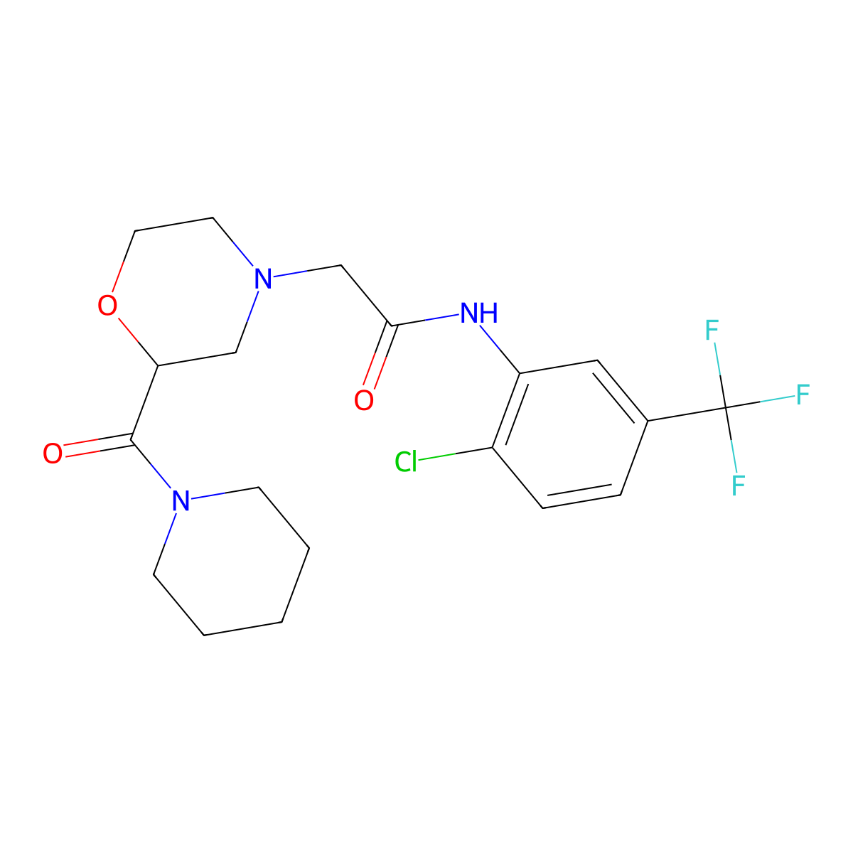 N-[2-chloro-5-(trifluoromethyl)phenyl]-2-[2-(piperidine-1-carbonyl)morpholin-4-yl]acetamide molecular structure, CAS 2742045-79-8