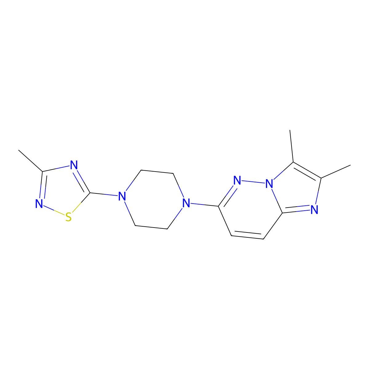 1-{2,3-Dimethylimidazo[1,2-b]pyridazin-6-yl}-4-(3-methyl-1,2,4-thiadiazol-5-yl)piperazine molecular structure, CAS 2742045-81-2