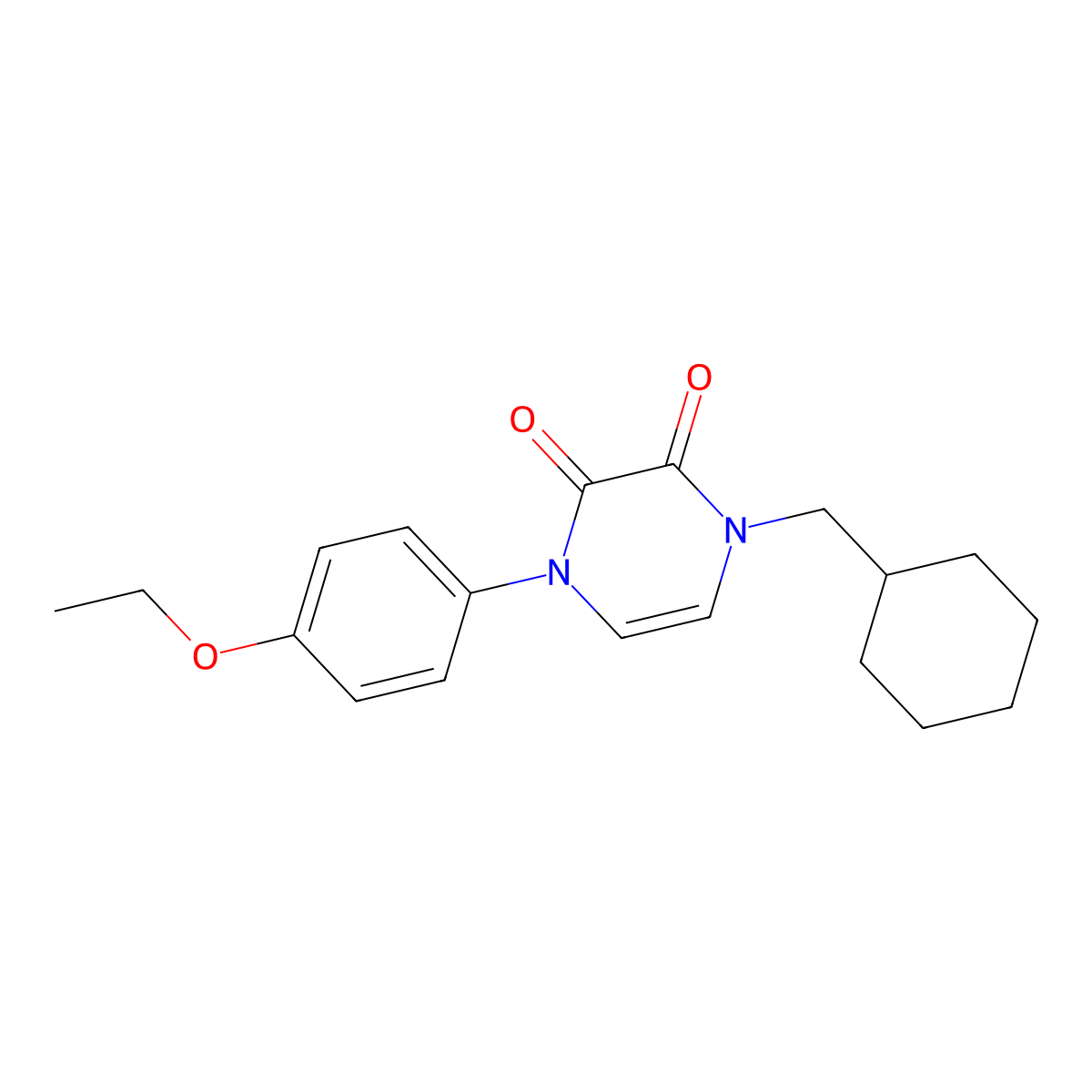 1-(Cyclohexylmethyl)-4-(4-ethoxyphenyl)-1,2,3,4-tetrahydropyrazine-2,3-dione molecular structure, CAS 2742045-85-6
