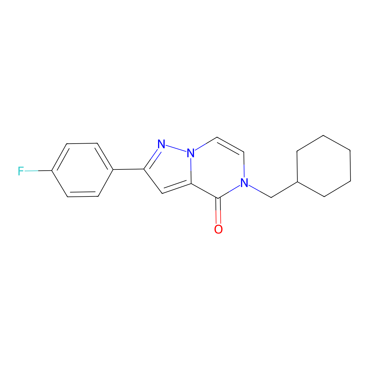 5-(cyclohexylmethyl)-2-(4-fluorophenyl)-4H,5H-pyrazolo[1,5-a]pyrazin-4-one molecular structure, CAS 2742045-86-7