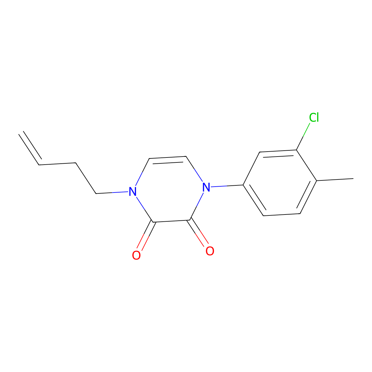 1-(But-3-en-1-yl)-4-(3-chloro-4-methylphenyl)-1,2,3,4-tetrahydropyrazine-2,3-dione molecular structure, CAS 2742045-87-8